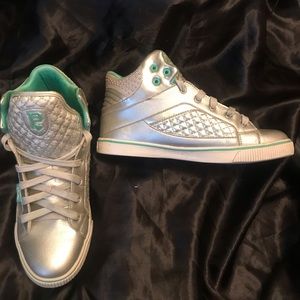 Silver hightop sneakers